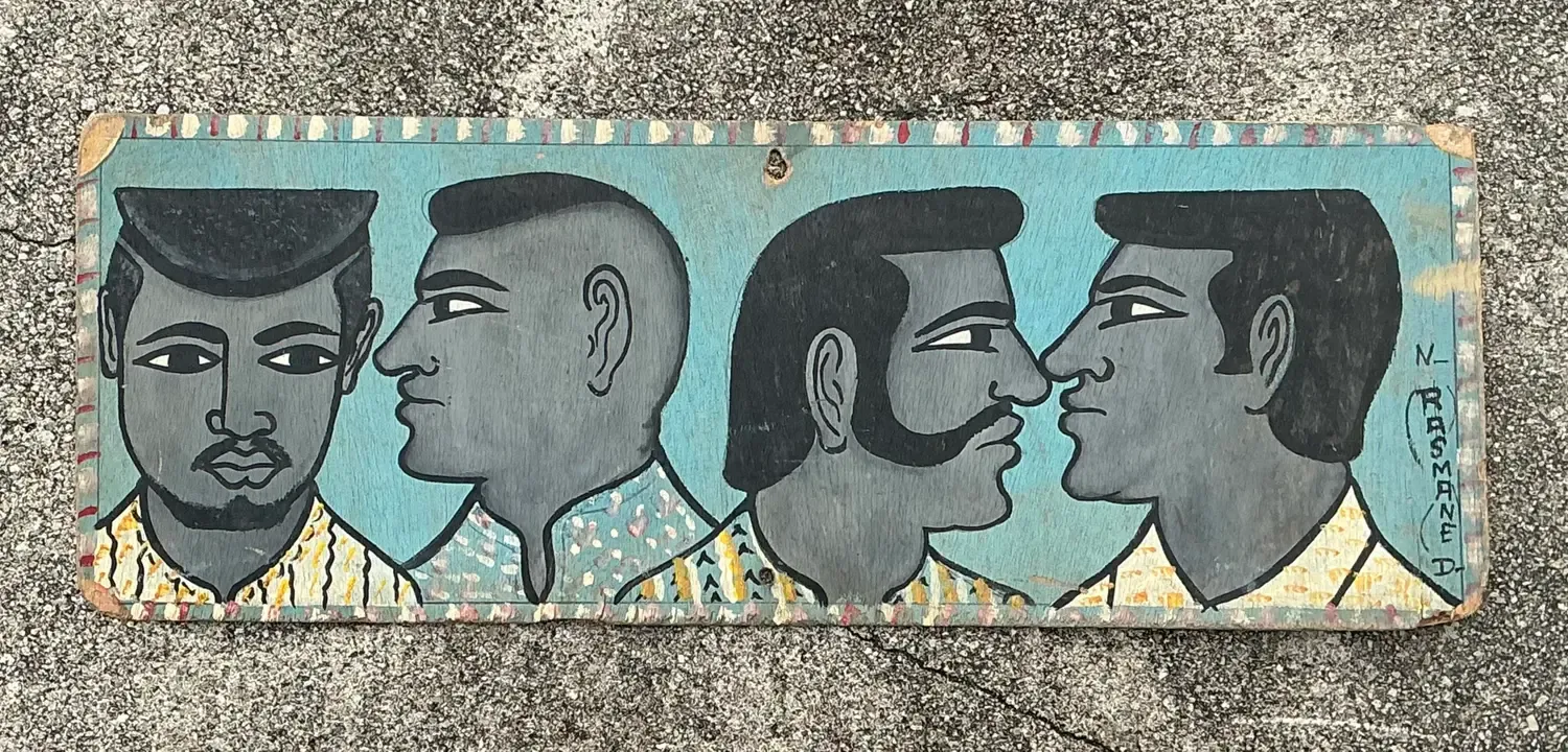 Vintage 70s Hand Painted Barber Hairstyle Sign — additional photo 6