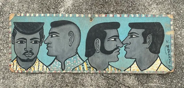 Vintage 70s Hand Painted Barber Hairstyle Sign — additional photo 6