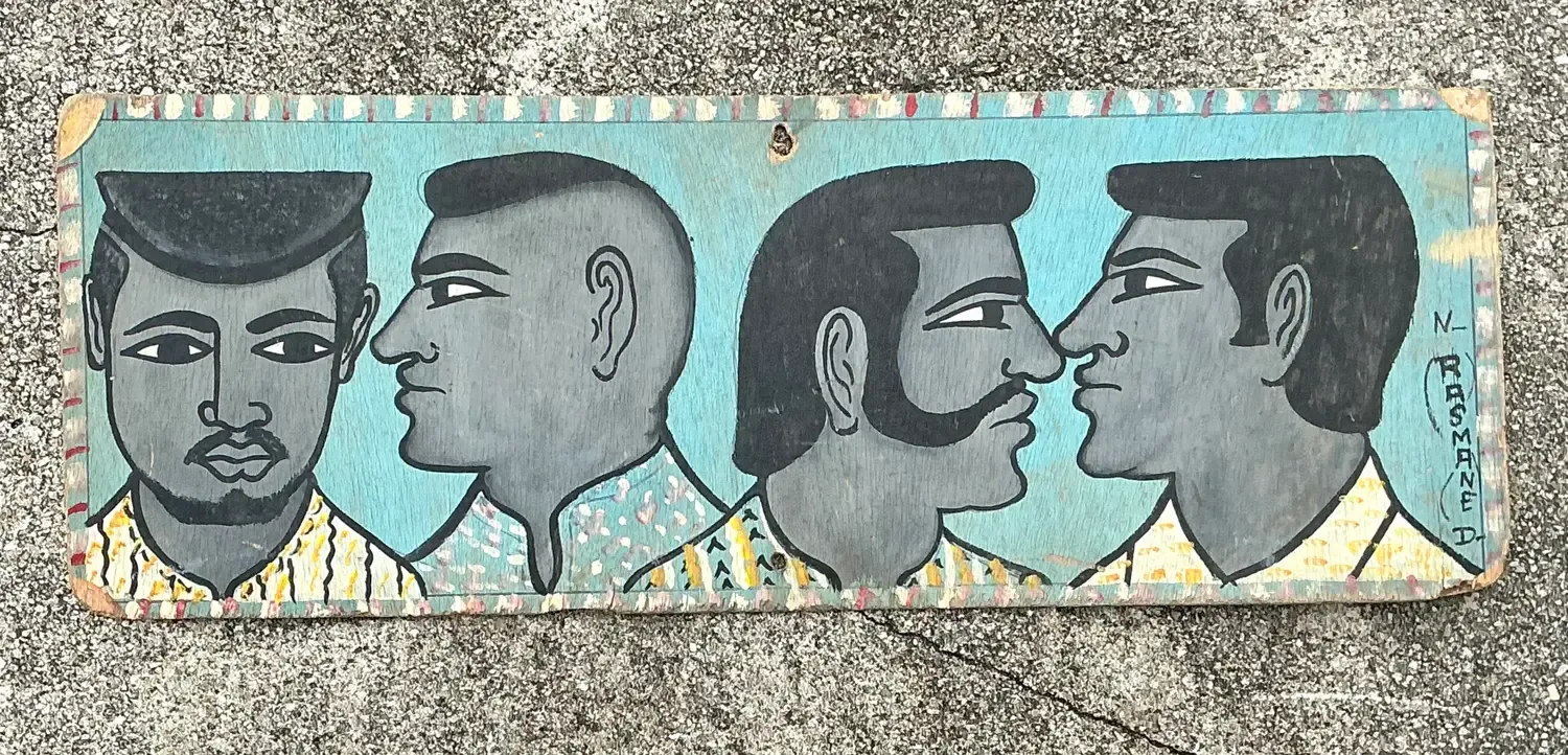 Vintage 70s Hand Painted Barber Hairstyle Sign — additional photo 7