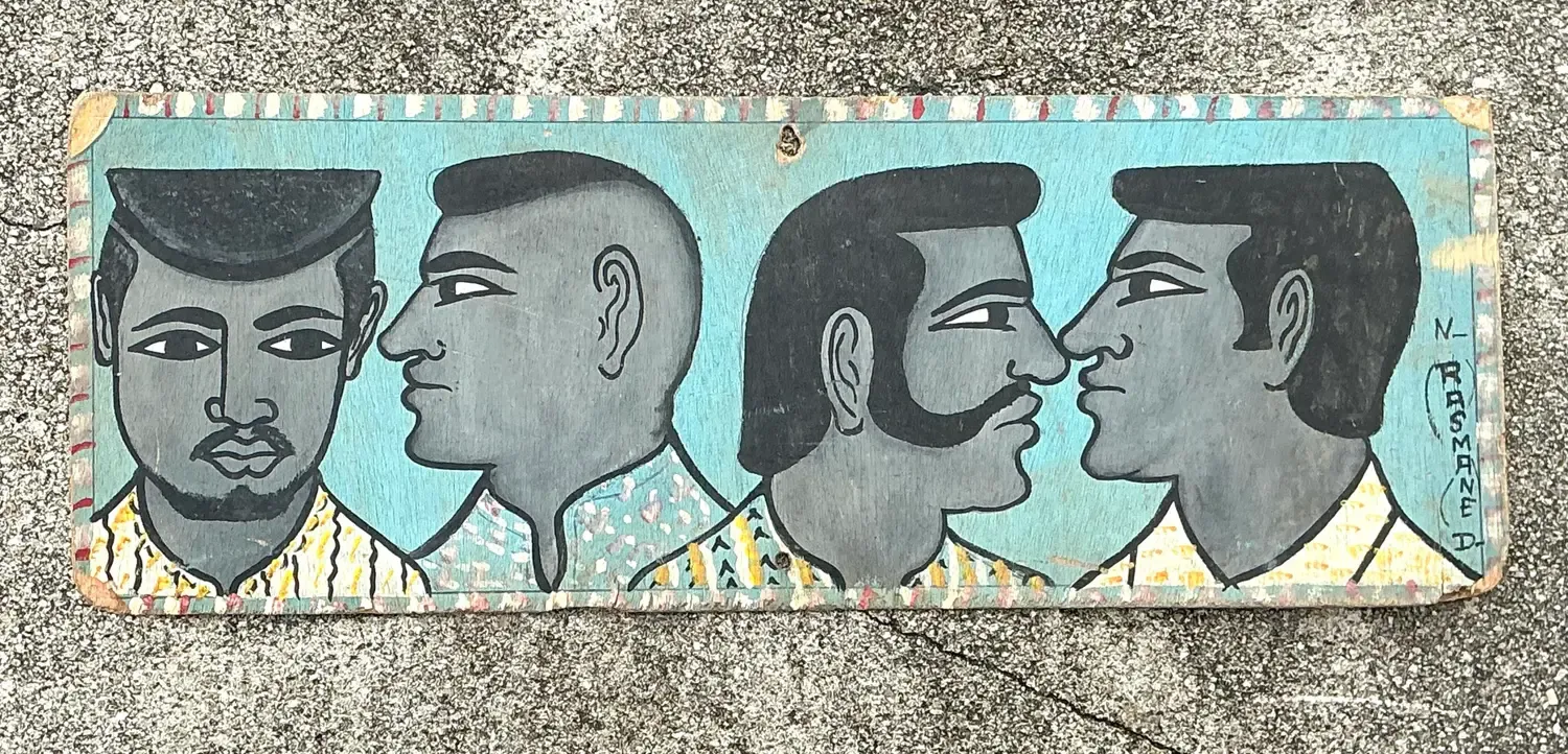 Vintage 70s Hand Painted Barber Hairstyle Sign — additional photo 8
