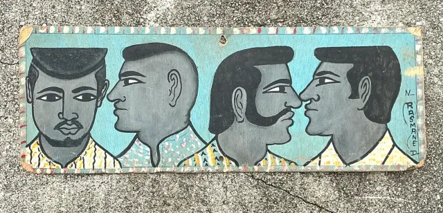 Vintage 70s Hand Painted Barber Hairstyle Sign — additional photo 8