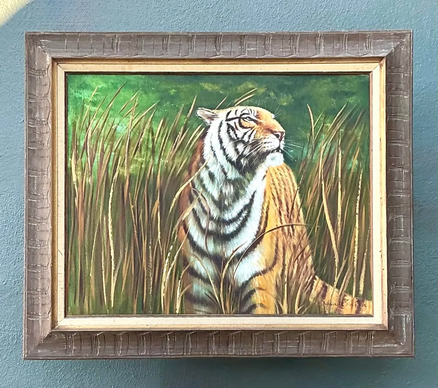 Vintage Aboriginal Oil Painting of Tiger — additional photo 3