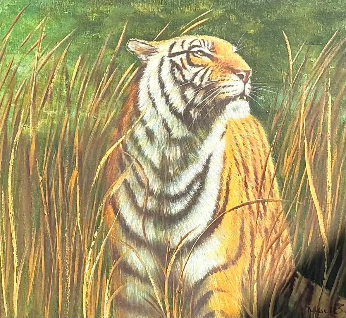 Vintage Aboriginal Oil Painting of Tiger — additional photo 5
