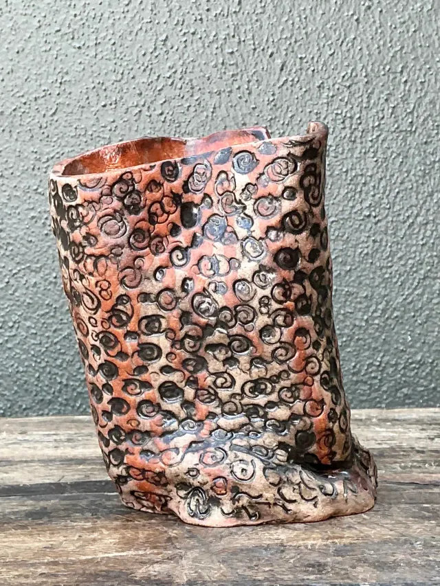 Vintage Aboriginal Studio Pottery Dot Vase — additional photo 2