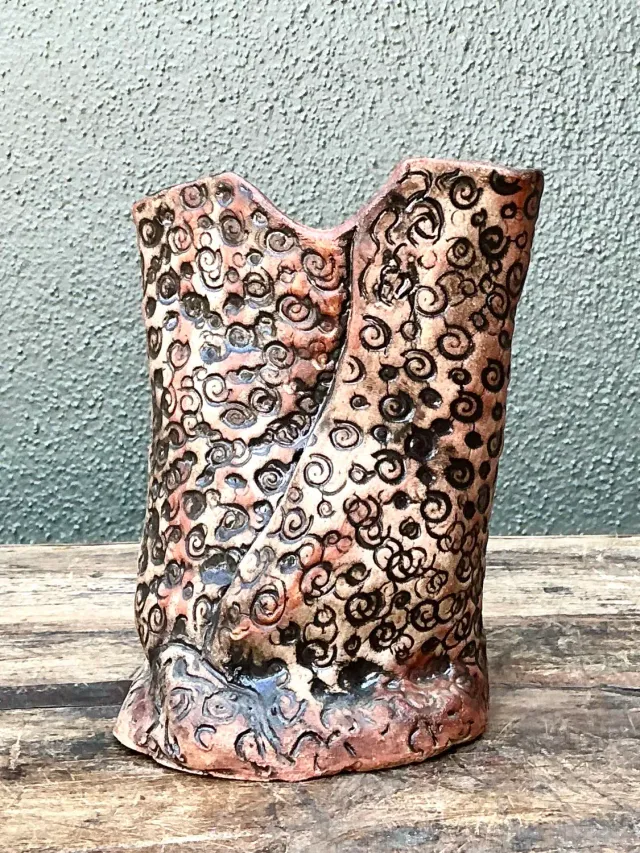 Vintage Aboriginal Studio Pottery Dot Vase — additional photo 3