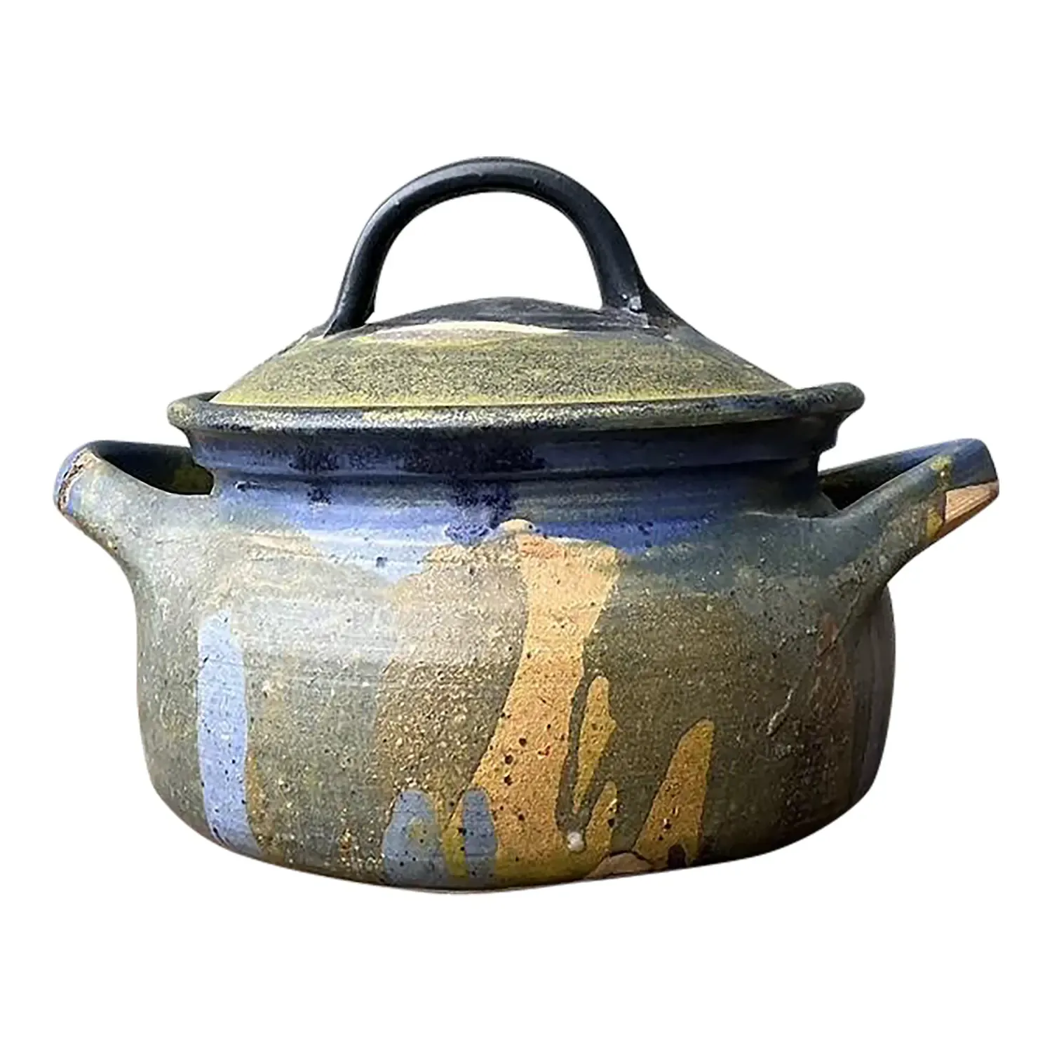 Vintage Aboriginal Studio Pottery Drip Glaze Lidded Bowl — additional photo 1
