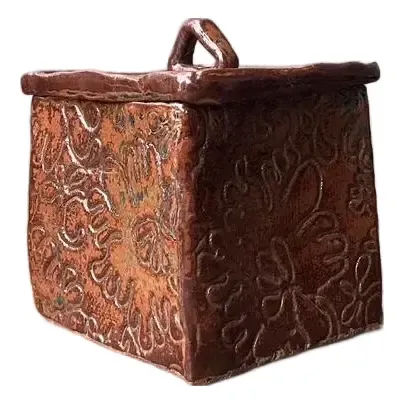Vintage Aboriginal Studio Pottery Lidded Floral Box — additional photo 1