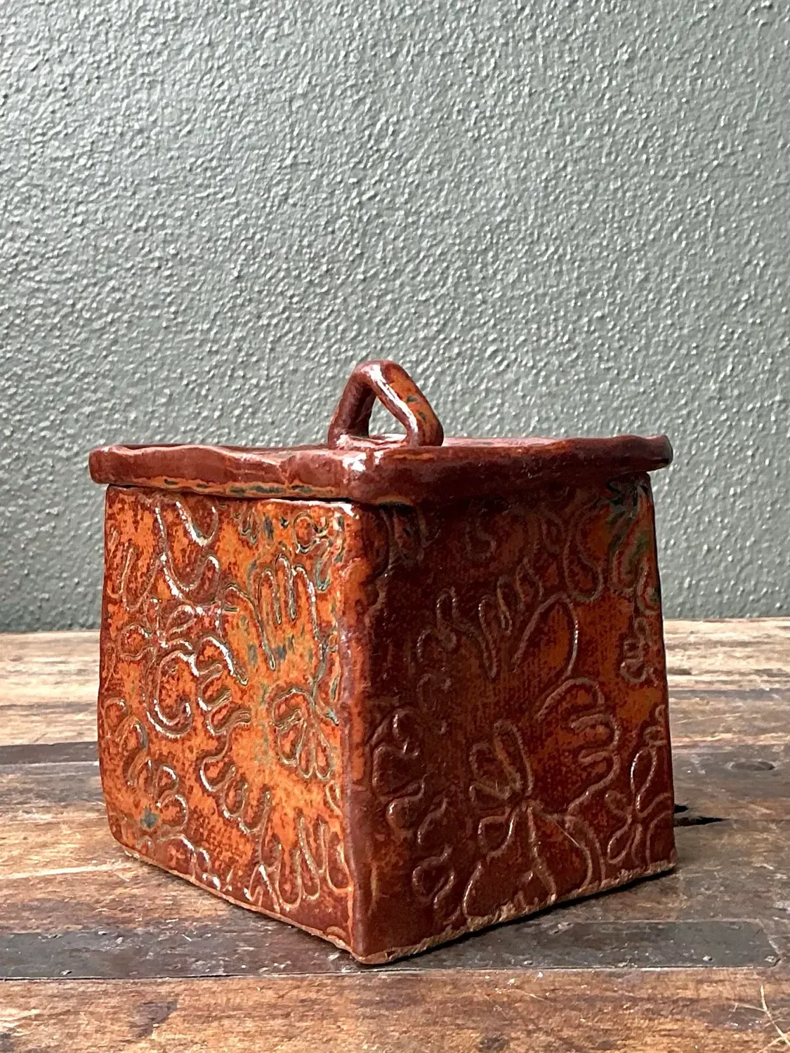 Vintage Aboriginal Studio Pottery Lidded Floral Box — additional photo 4