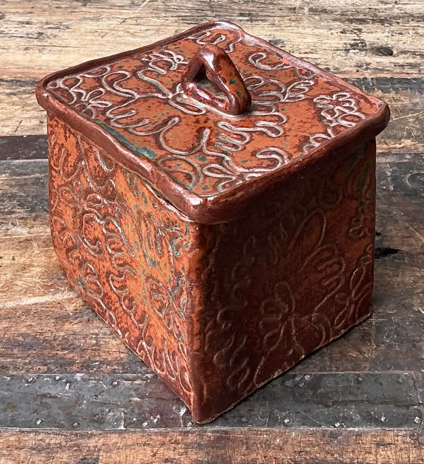 Vintage Aboriginal Studio Pottery Lidded Floral Box — additional photo 5