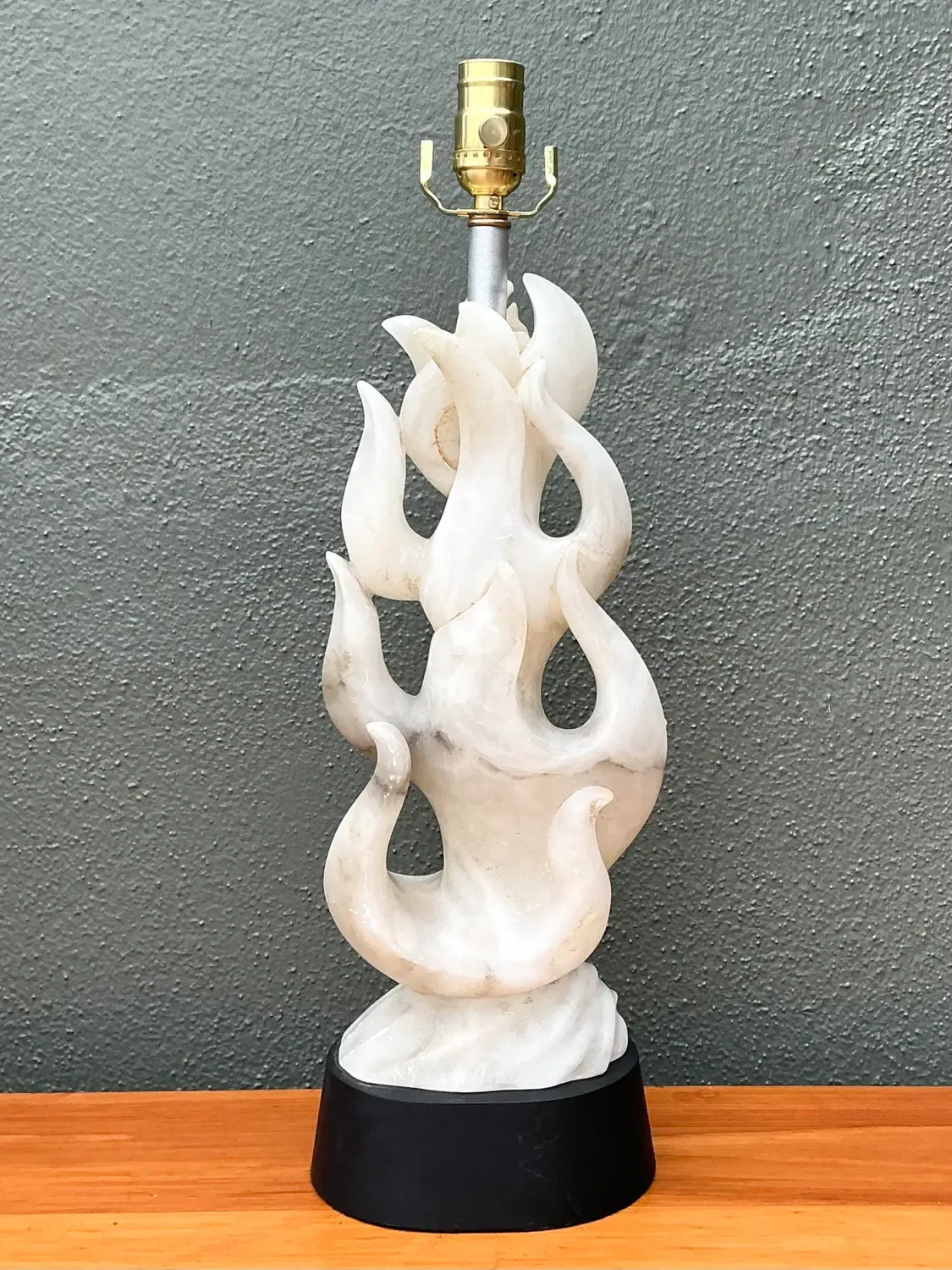 Vintage Abstract Carved Stone Lamp — additional photo 3
