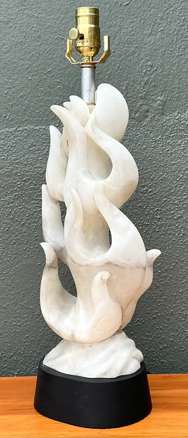 Vintage Abstract Carved Stone Lamp — additional photo 4