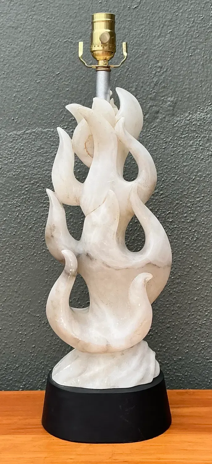 Vintage Abstract Carved Stone Lamp — additional photo 5