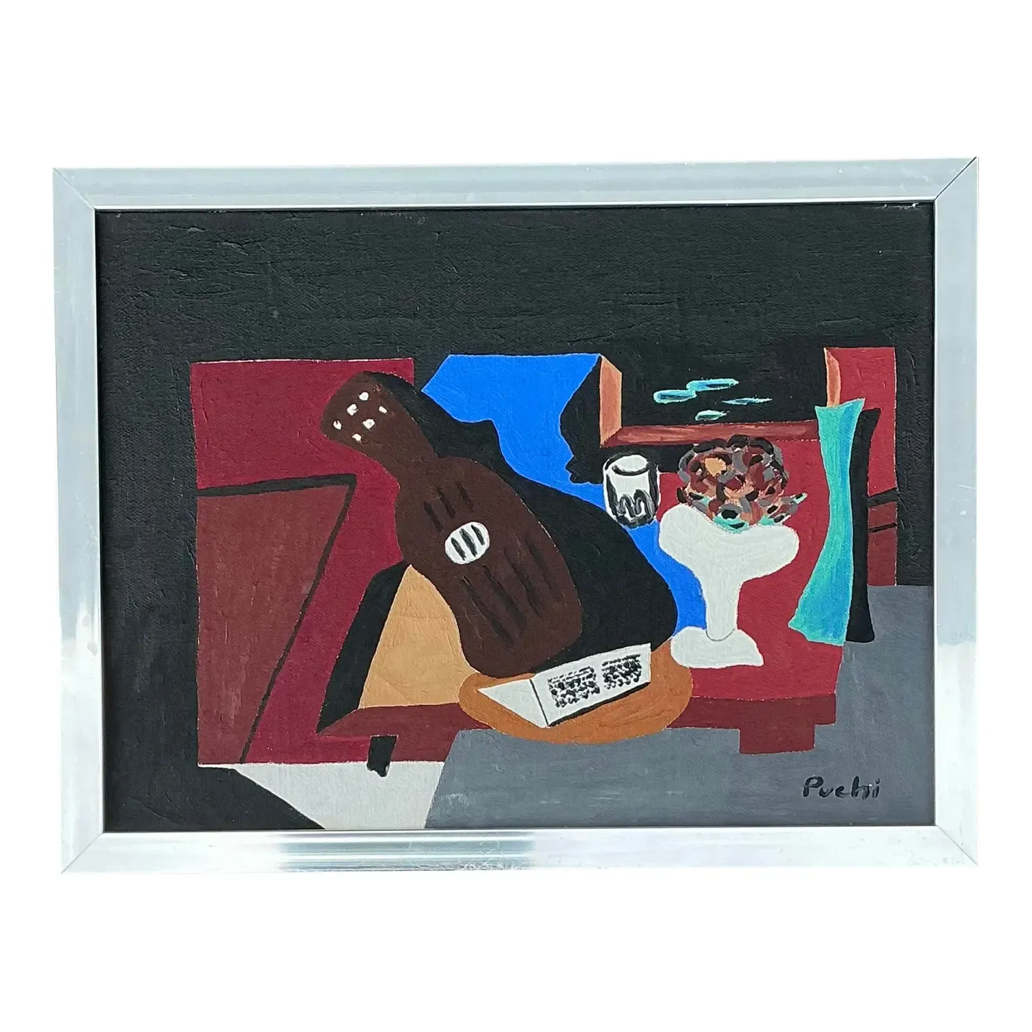 Vintage Abstract Cubist Still Life on Canvas — additional photo 1