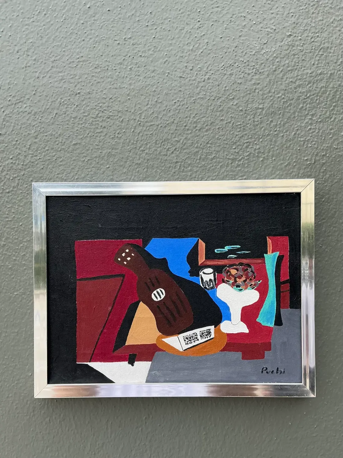 Vintage Abstract Cubist Still Life on Canvas — additional photo 2