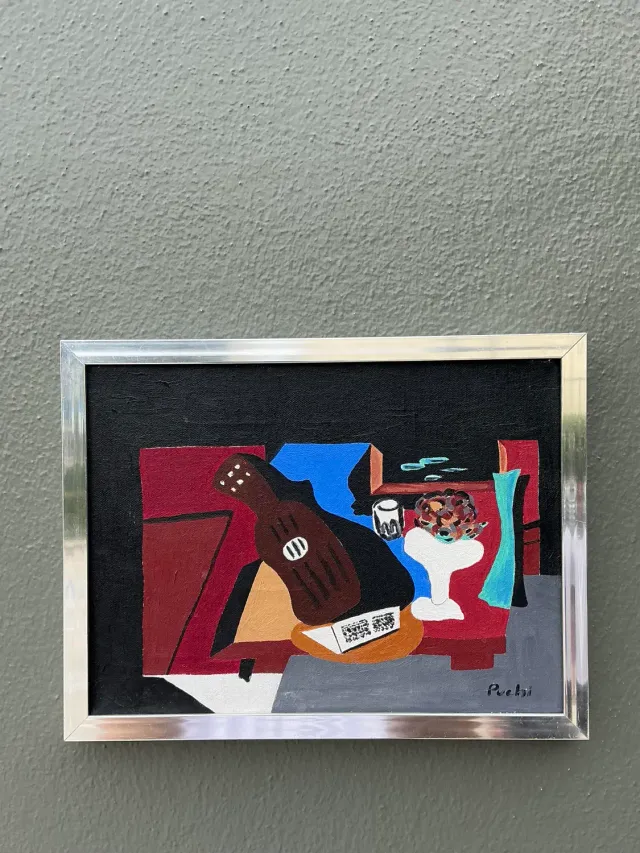 Vintage Abstract Cubist Still Life on Canvas — additional photo 2