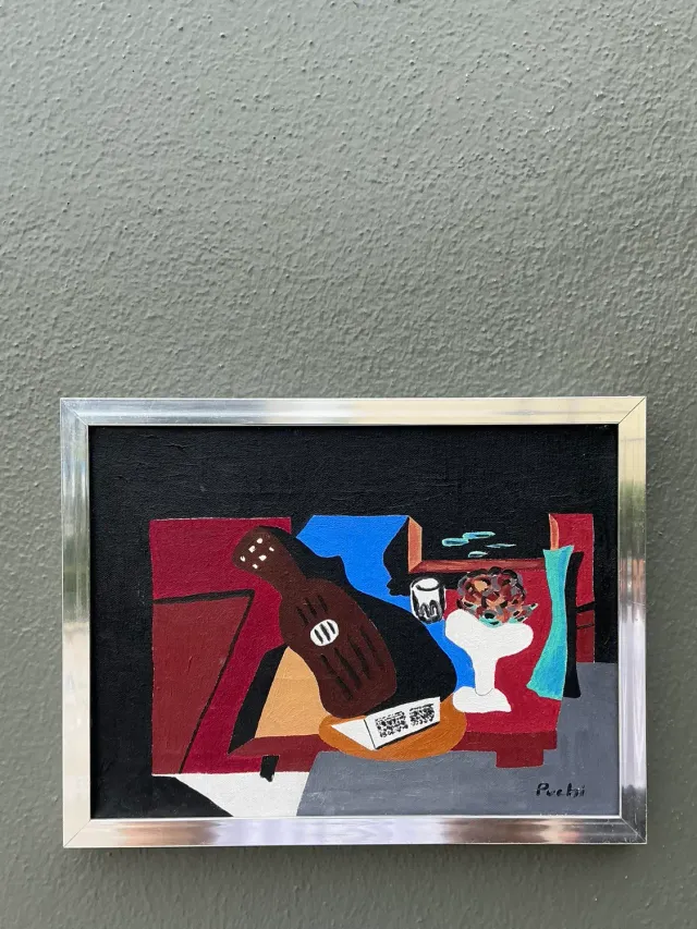 Vintage Abstract Cubist Still Life on Canvas — additional photo 3