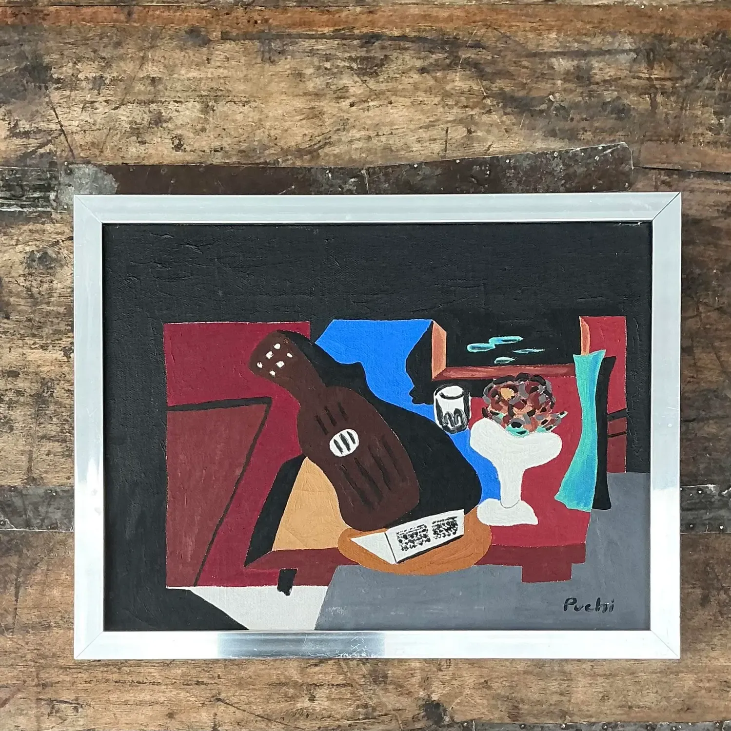 Vintage Abstract Cubist Still Life on Canvas — additional photo 4