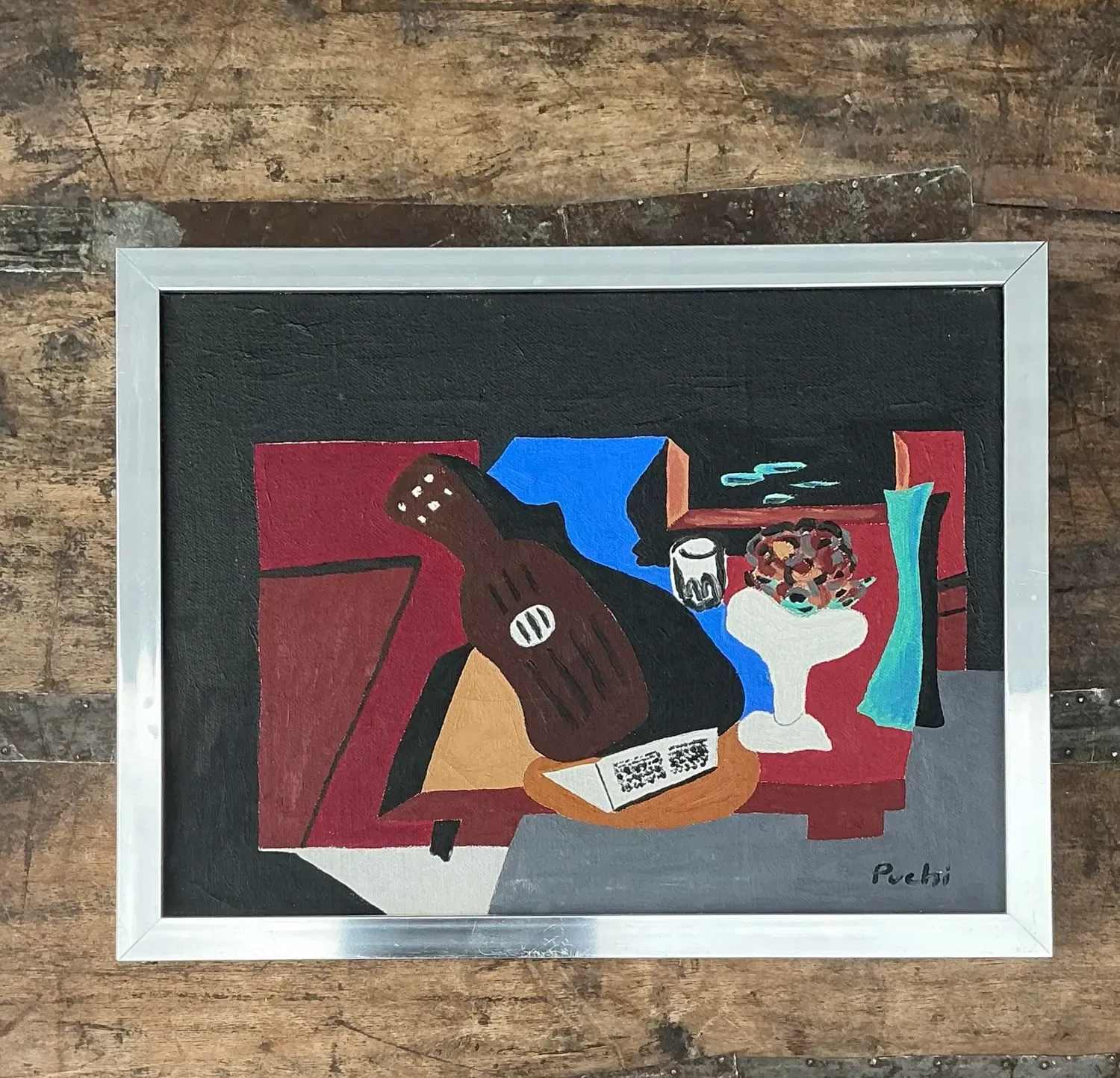 Vintage Abstract Cubist Still Life on Canvas — additional photo 8