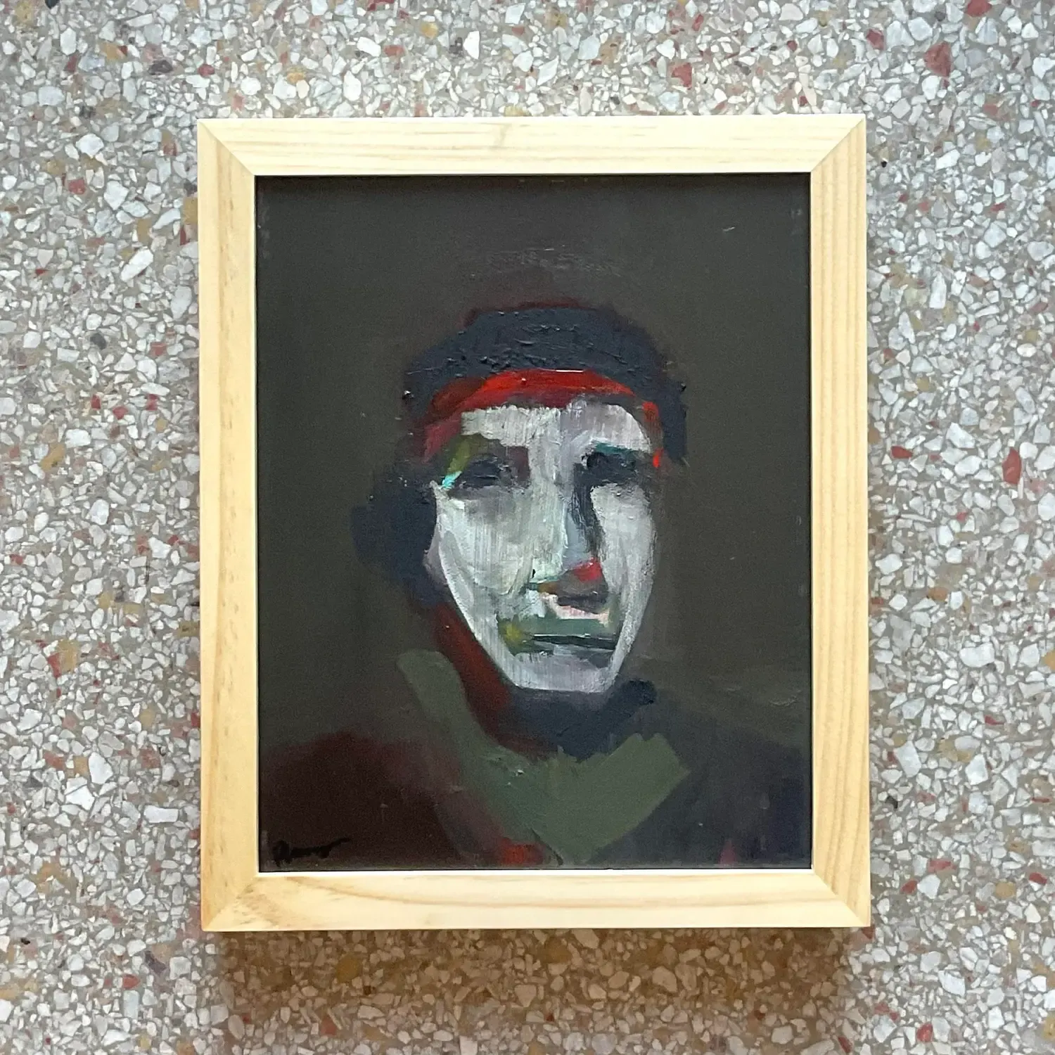 Vintage Abstract Fauvist Signed Original Oil Abstract Portrait on Canvas — additional photo 6