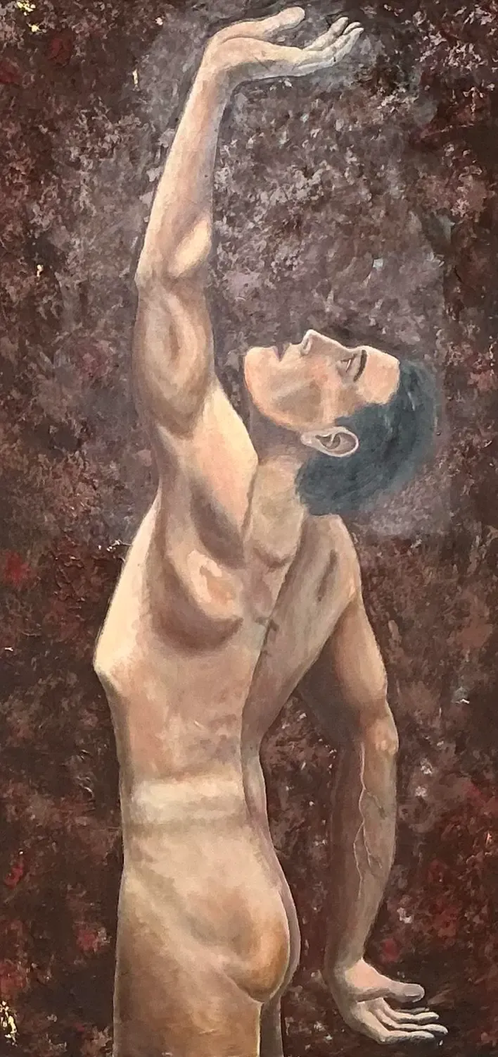 Vintage Abstract Figurative Abstract Oil on Canvas