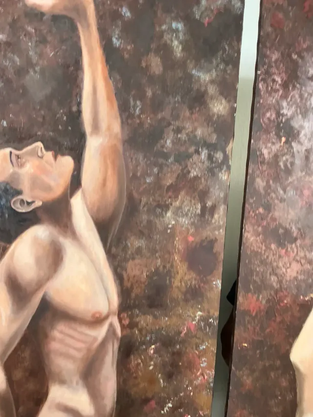 Vintage Abstract Figurative Abstract Oil on Canvas — additional photo 2