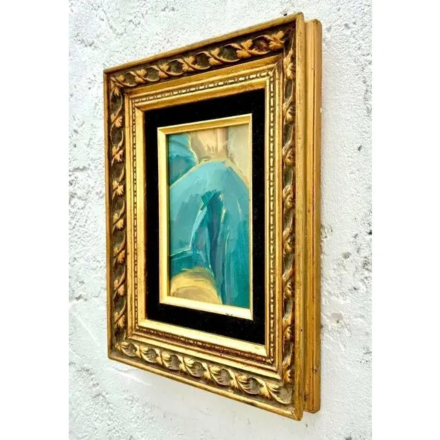 Vintage Abstract Oil Painting in Gold Frame — additional photo 2