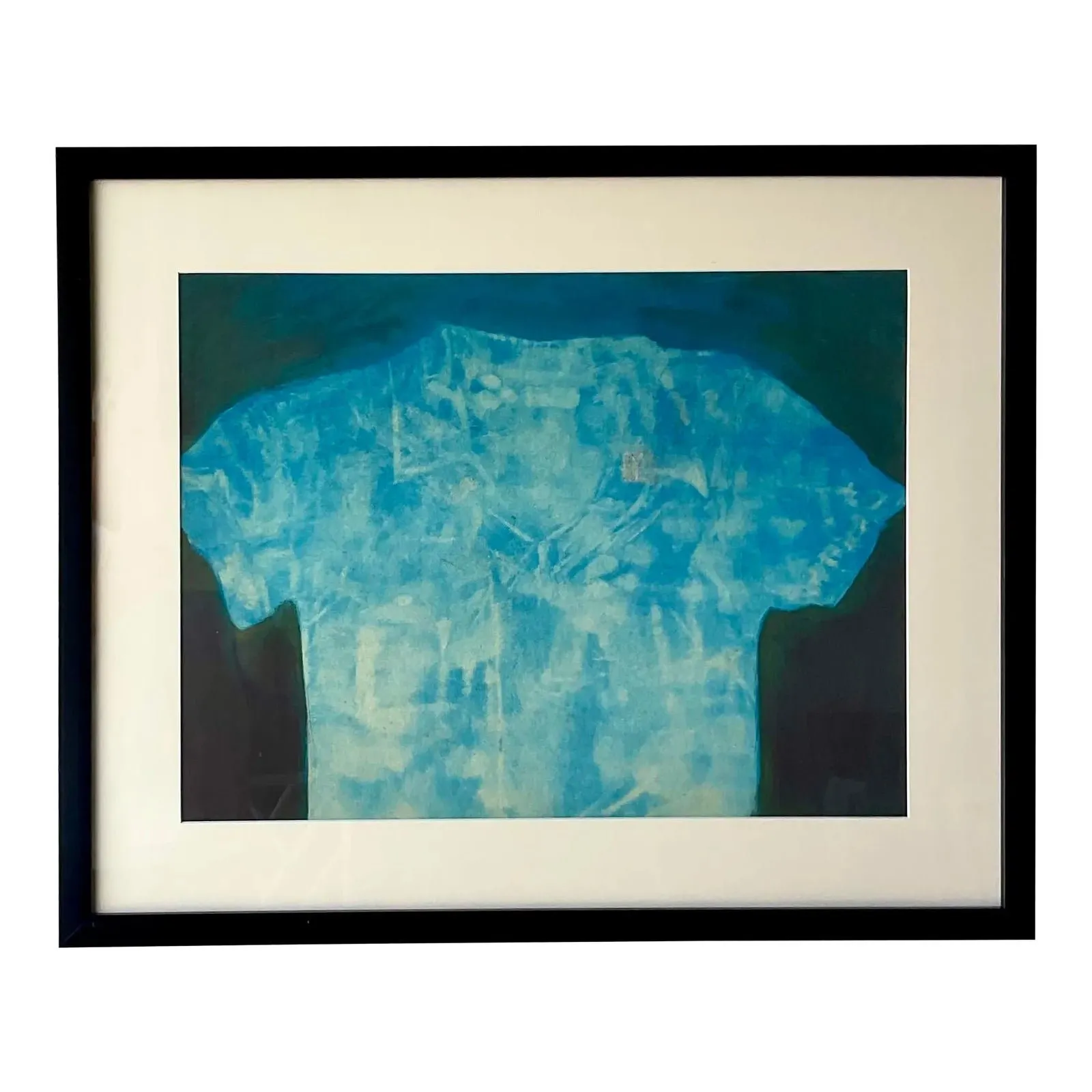 Vintage Abstract Shirt Still Life Original Oil Crayon Painting on Paper — additional photo 1