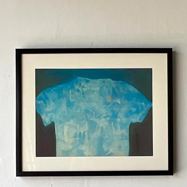 Vintage Abstract Shirt Still Life Original Oil Crayon Painting on Paper — additional photo 2