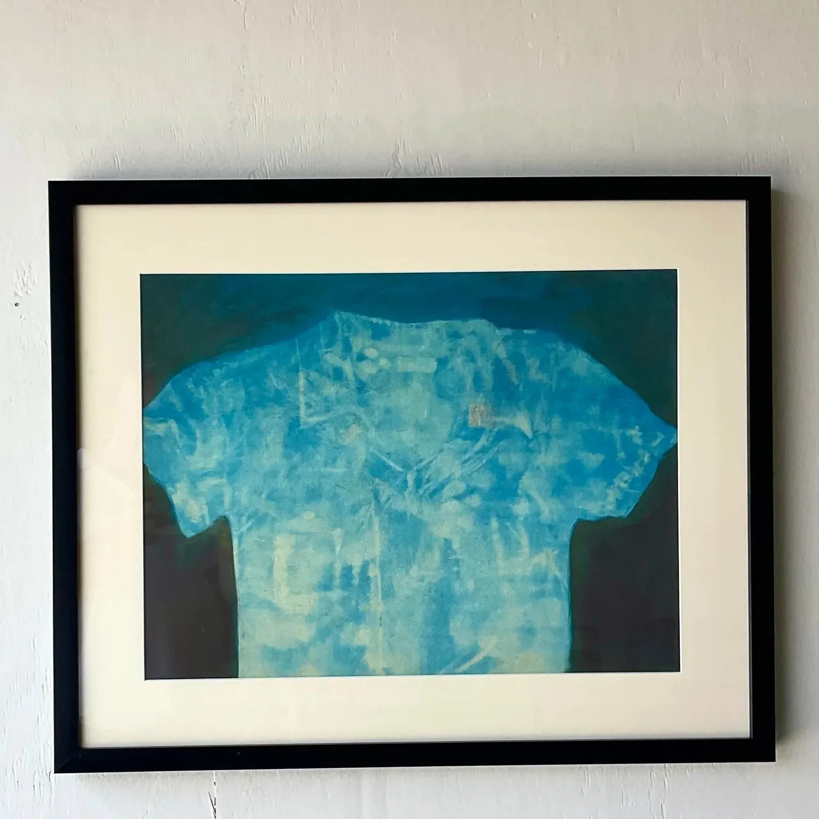 Vintage Abstract Shirt Still Life Original Oil Crayon Painting on Paper — additional photo 4