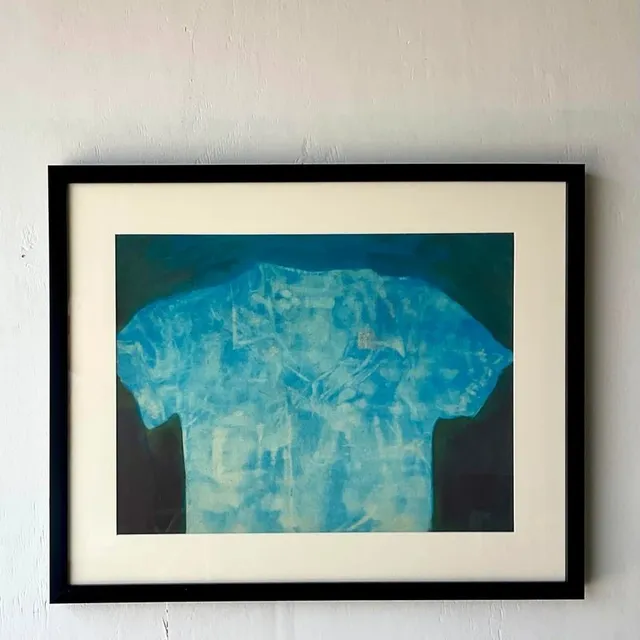Vintage Abstract Shirt Still Life Original Oil Crayon Painting on Paper — additional photo 5