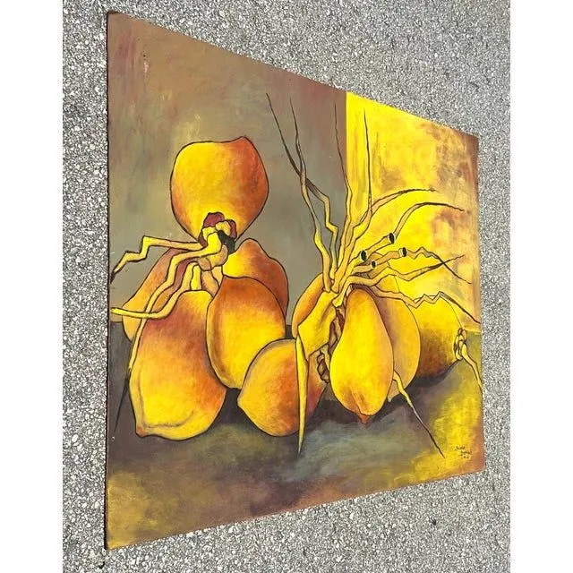 Vintage Abstract Still Life Oil Painting on Wood Signed by the Artist — additional photo 1