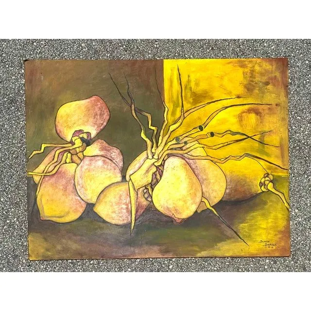 Vintage Abstract Still Life Oil Painting on Wood Signed by the Artist — additional photo 2