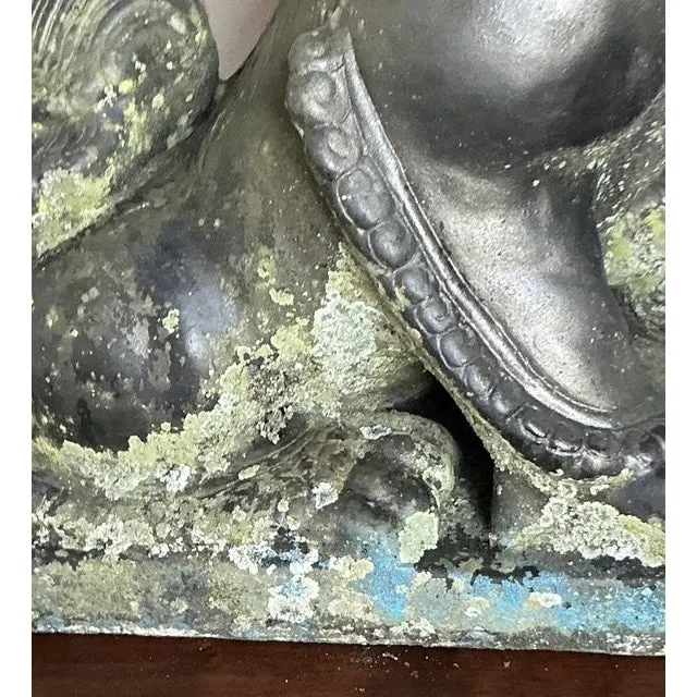 Vintage Albino Patinated Cast Cement Foo Dogs — additional photo 8