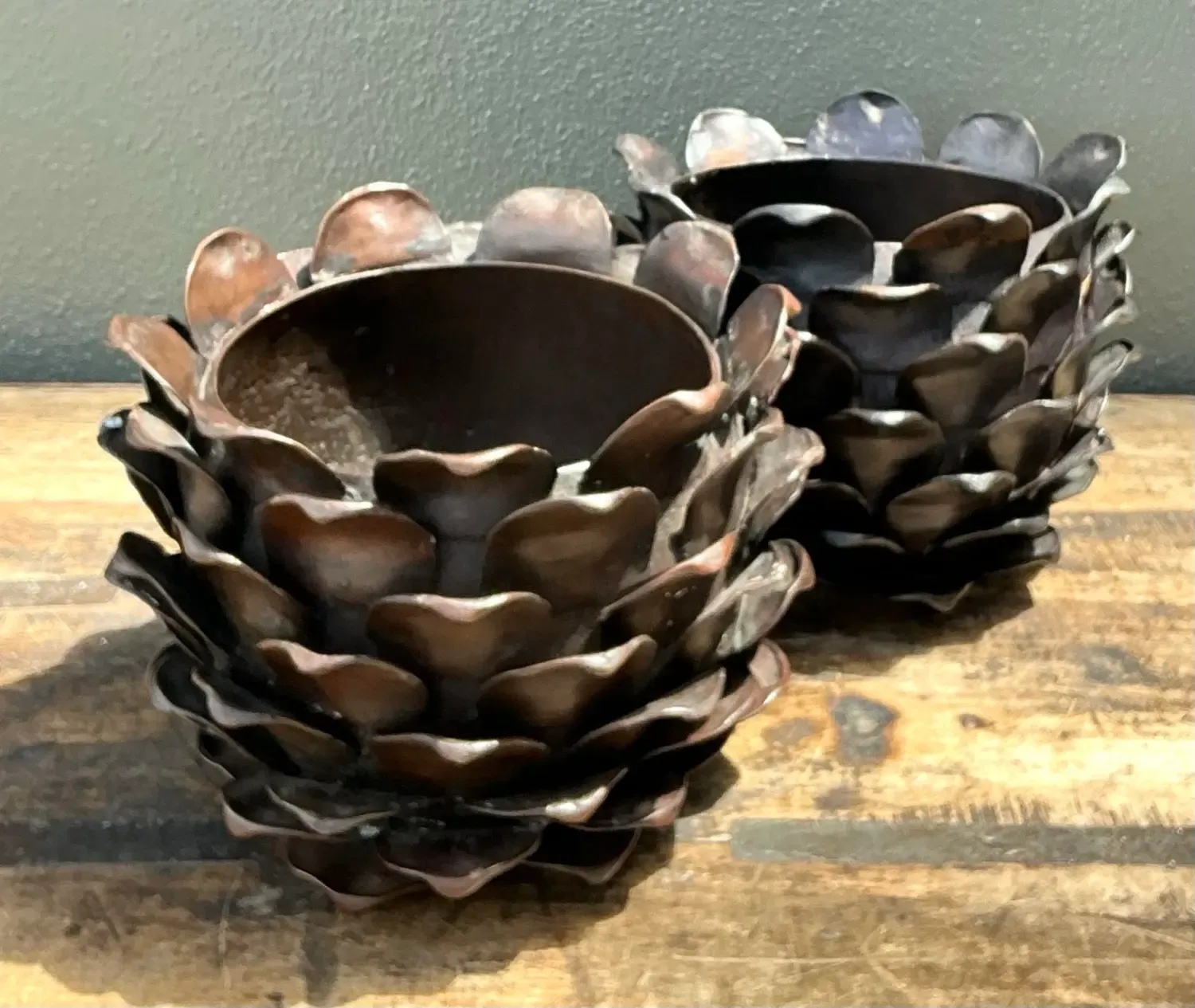 Vintage Alexander Lamont Patinated Bronze Bread Apples - A Pair — additional photo 2