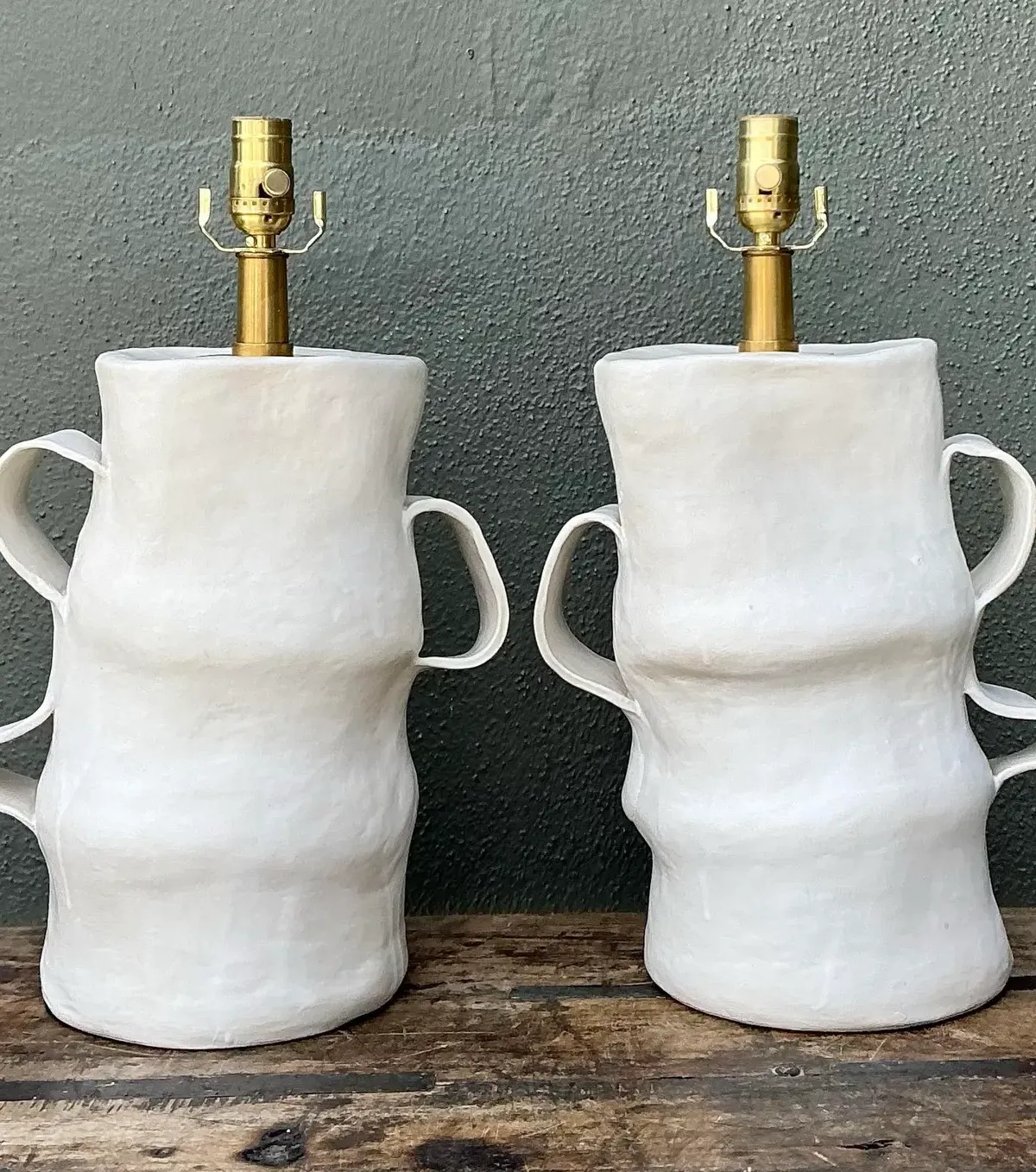 Vintage Artisan Slab Built Pottery Lamps - A Pair — additional photo 4