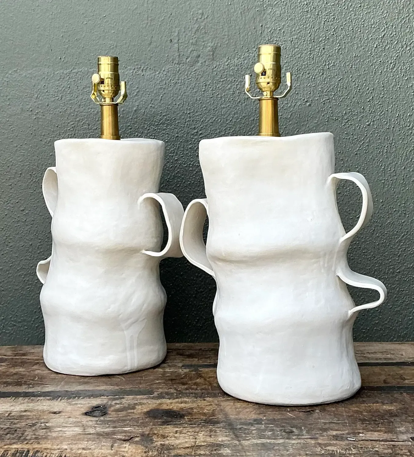 Vintage Artisan Slab Built Pottery Lamps - A Pair — additional photo 5