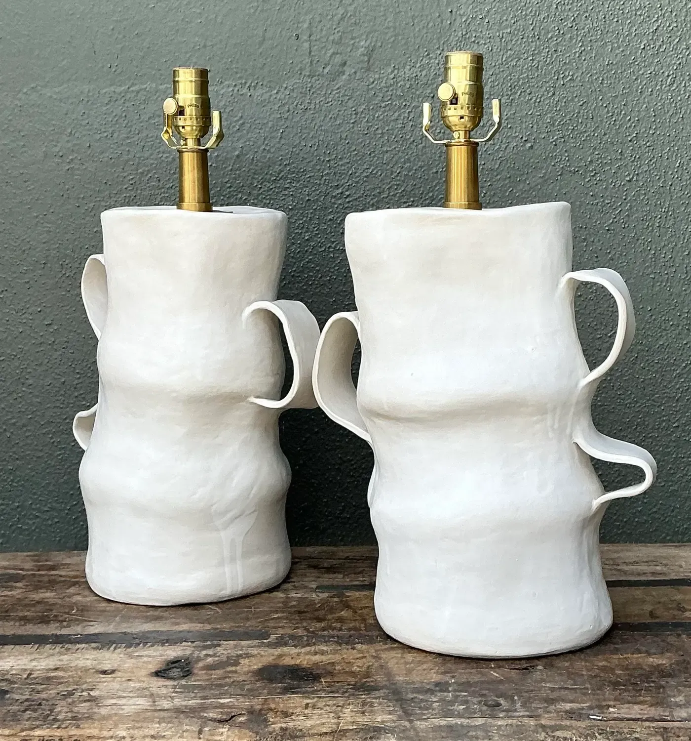 Vintage Artisan Slab Built Pottery Lamps - A Pair — additional photo 8