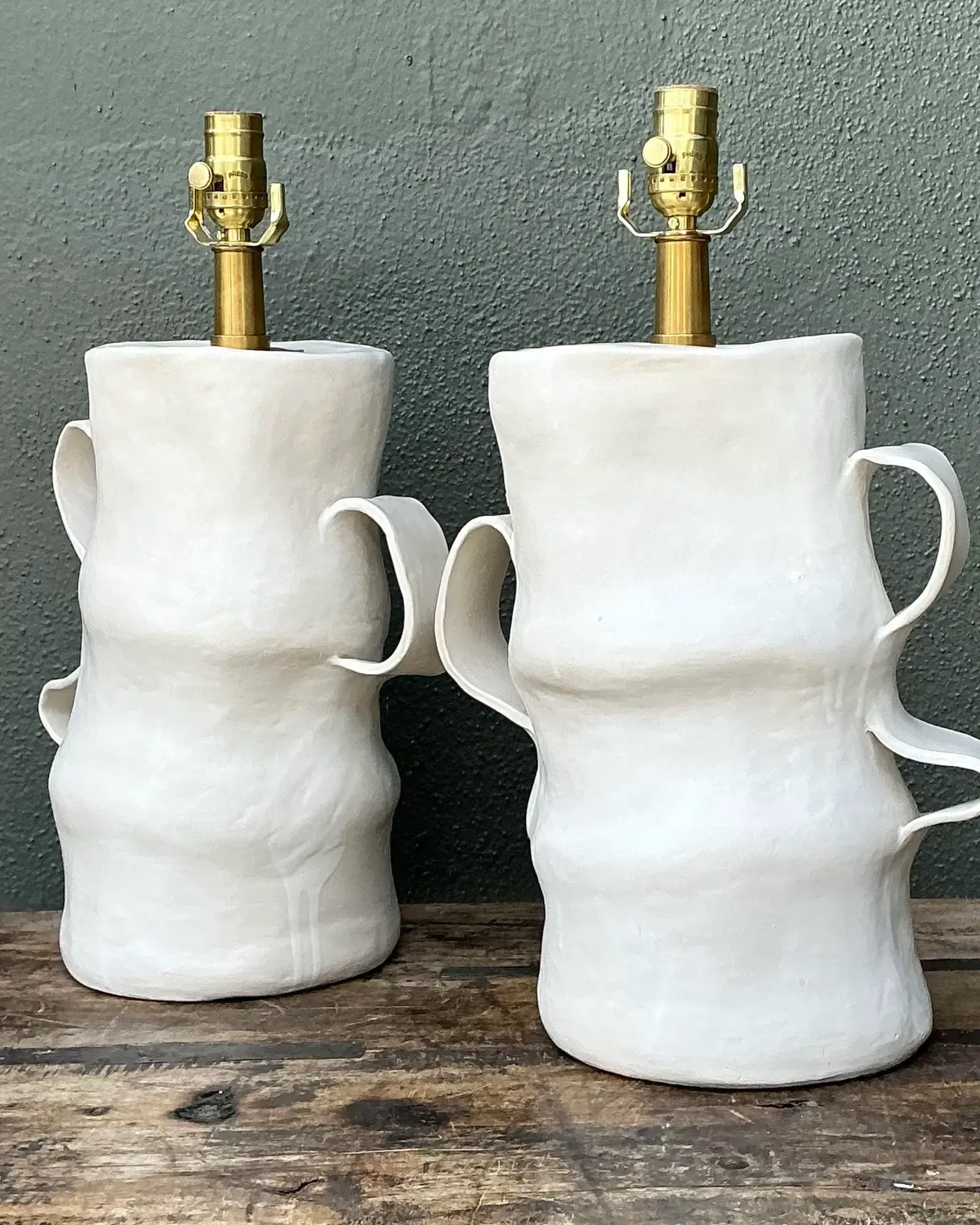 Vintage Artisan Slab Built Pottery Lamps - A Pair — additional photo 8