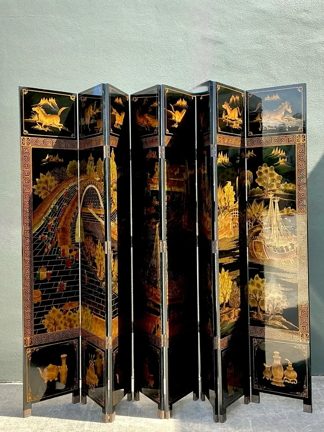Vintage Asian 8 Panel Coromandel Screen — additional photo 2