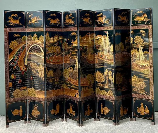 Vintage Asian 8 Panel Coromandel Screen — additional photo 3