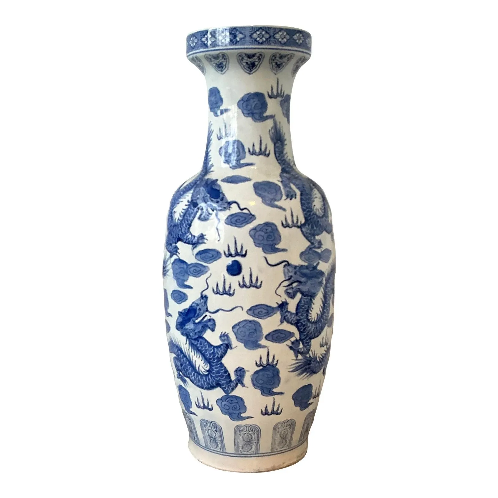 Vintage Asian Blue and White Dragon Vase — additional photo 1