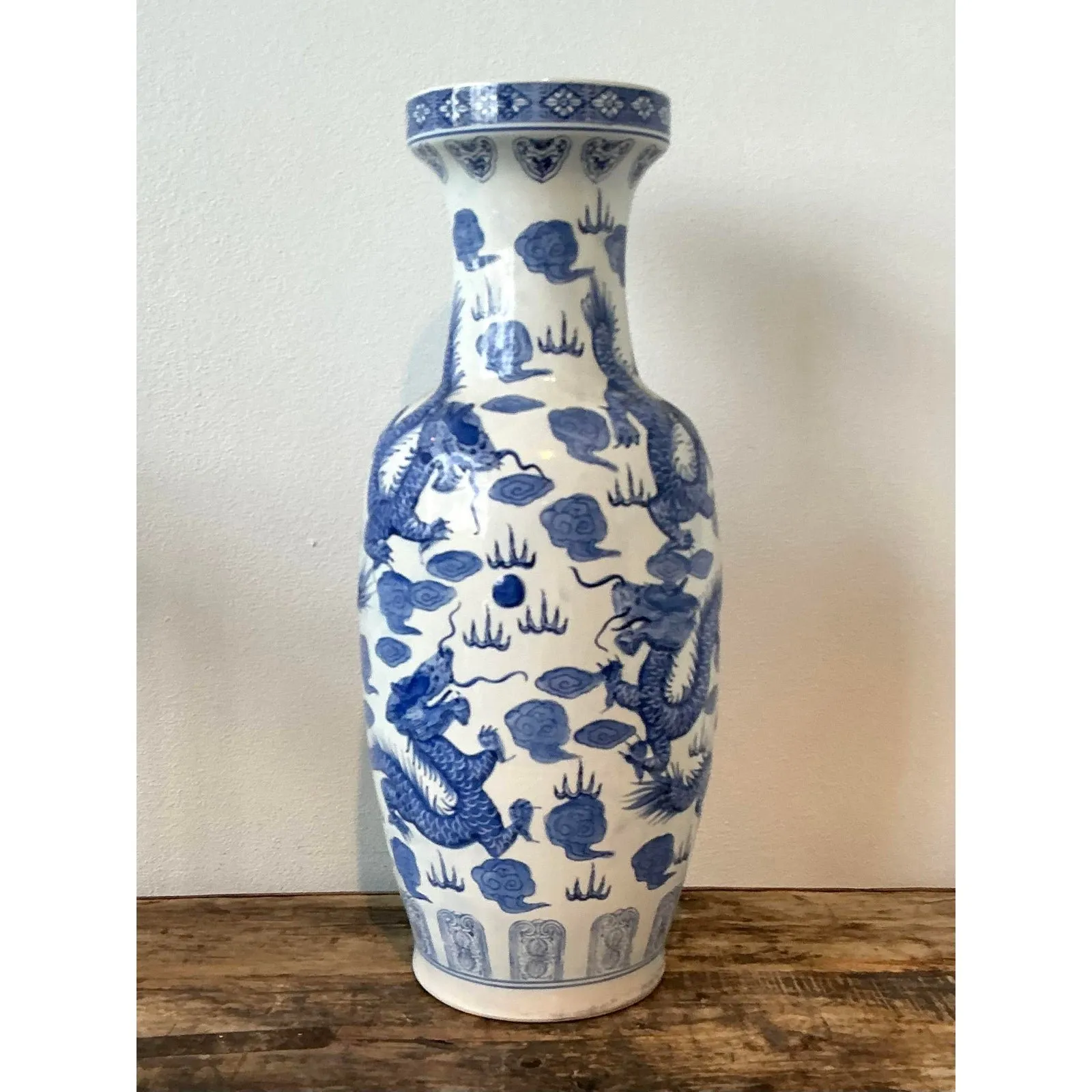 Vintage Asian Blue and White Dragon Vase — additional photo 5