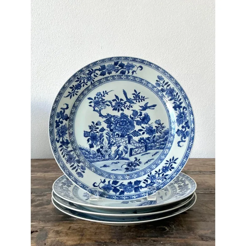Vintage Asian Blue Flow Glazed Ceramic Plates - Set of 4 — additional photo 1