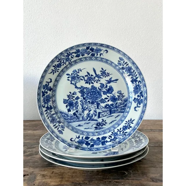 Vintage Asian Blue Flow Glazed Ceramic Plates - Set of 4 — additional photo 1