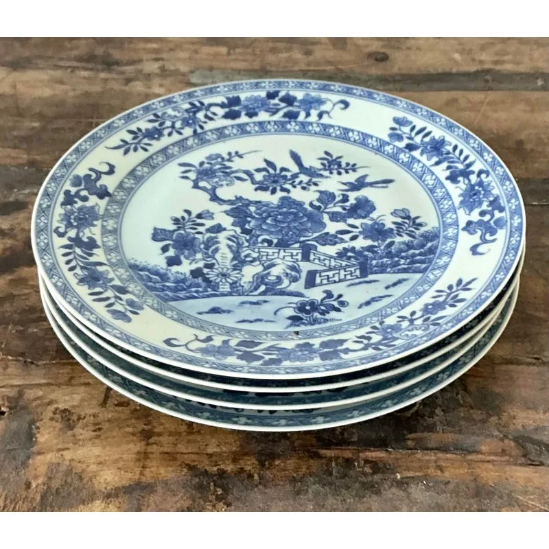 Vintage Asian Blue Flow Glazed Ceramic Plates - Set of 4 — additional photo 3