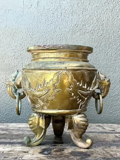 Vintage Asian Brass Dragon Cache Pot — additional photo 6