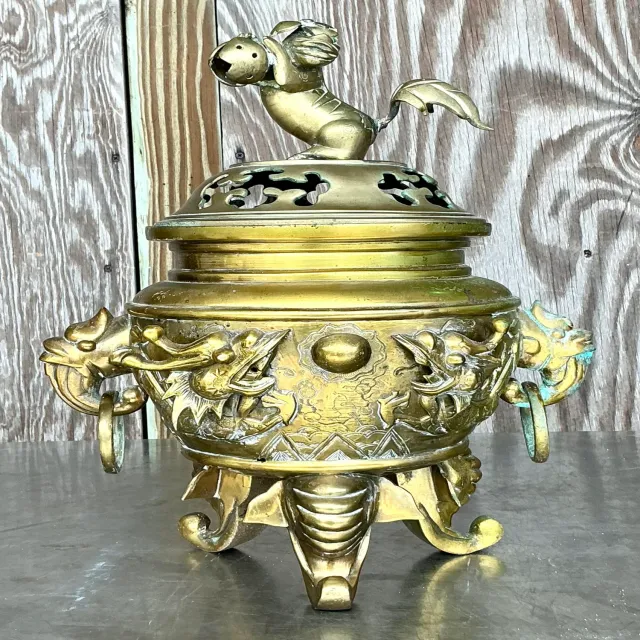 Vintage Asian Brass Dragon Incense Burner — additional photo 1