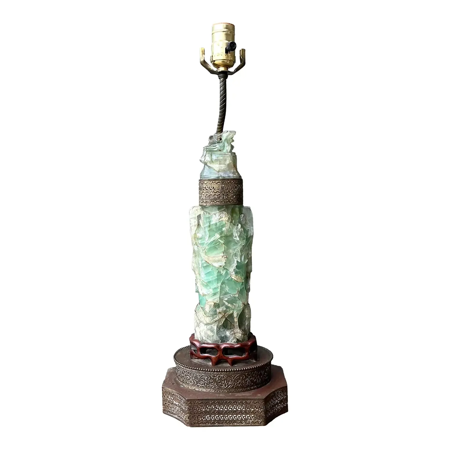 Vintage Asian Carved Jadite Lamp — additional photo 1