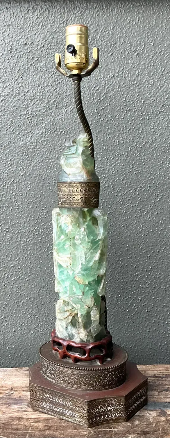 Vintage Asian Carved Jadite Lamp — additional photo 5