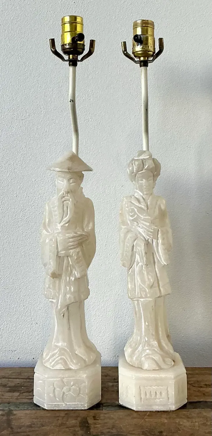 Vintage Asian Carved Stone Couple — additional photo 2